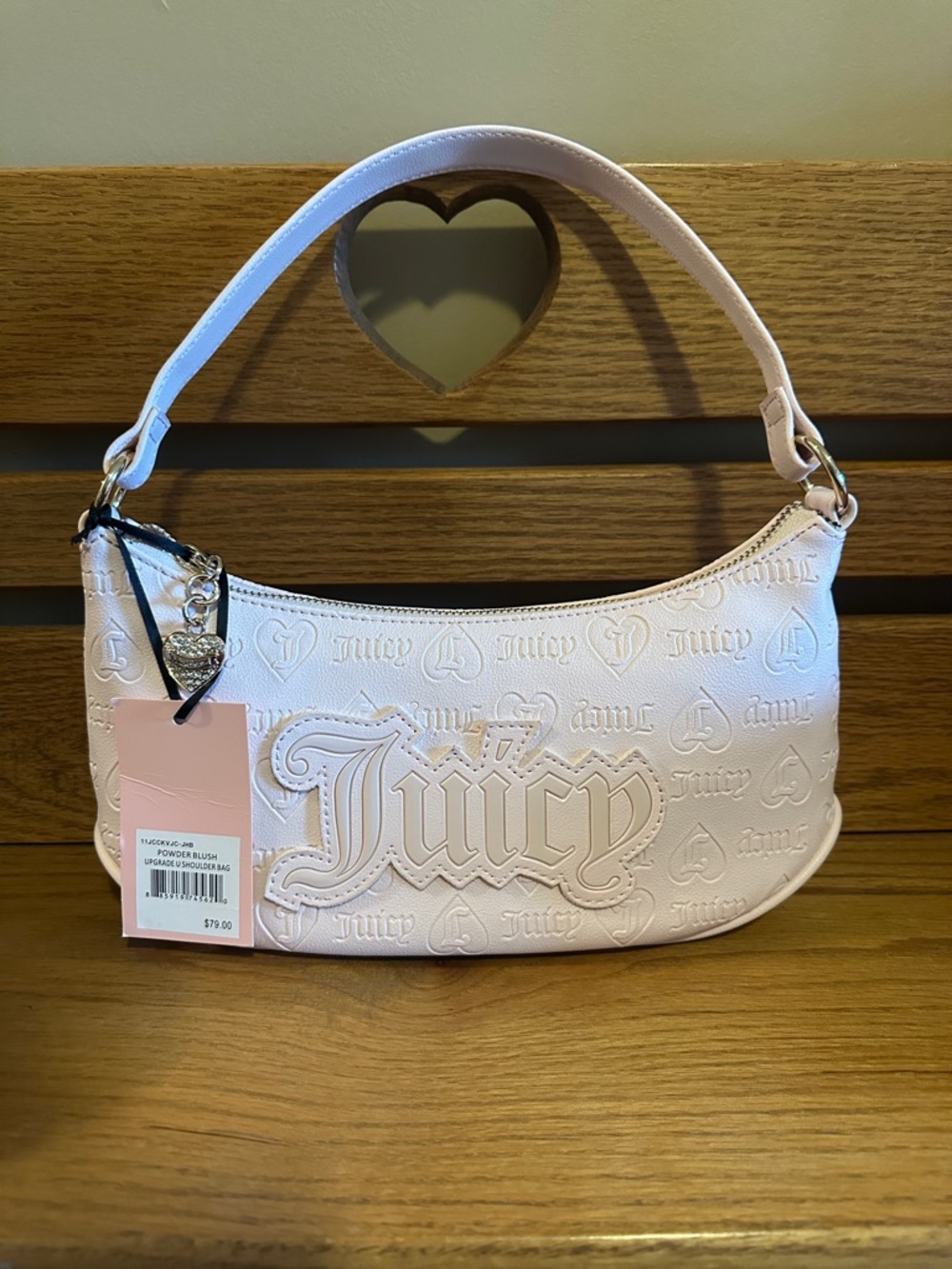 Juicy Couture Powder Pink Embossed Logo Shoulder Bag
